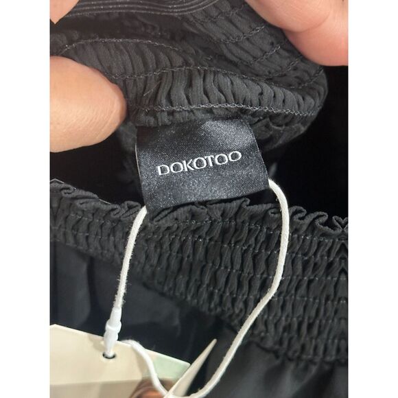 Dokotoo Womens Black Solid A-Line Dress Size 2XL Square Neck Tie Back Ruffle - Picture 7 of 11